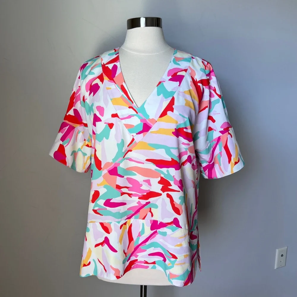 CROSBY by Mollie Burch Shine Your Bright V Neck Kimono Sleeve Top Women's Medium